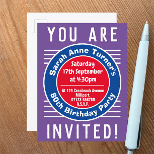 Uitnodiging voor 80ste verfeestdag briefkaart