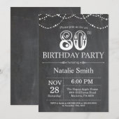 Uitnodiging voor 80ste verjaardag met krijtbord sl (Voorkant / Achterkant)