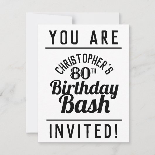 Uitnodiging voor 80ste verjaardagsfeest (Voorkant)