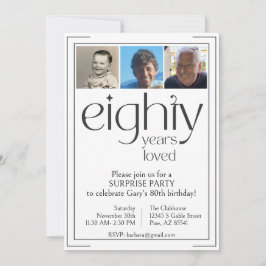 Uitnodiging voor 80ste verjaardagsfeestje in zwart