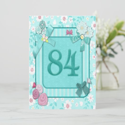 uitnodiging voor 84e verjaardag (Staand voorkant)