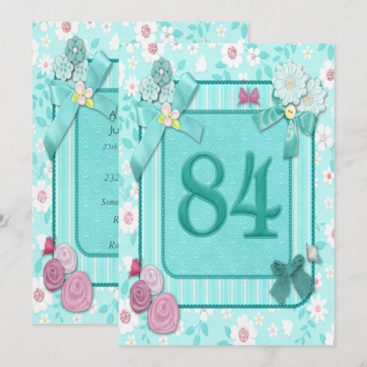 uitnodiging voor 84e verjaardag (Voorkant / Achterkant)