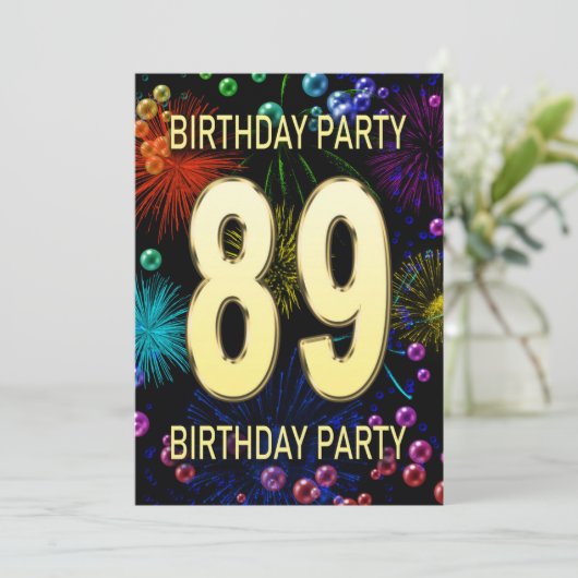 Uitnodiging voor 89e verpartij met vuurwerk en bel (Staand voorkant)