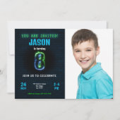 Uitnodiging voor 8e verjaardagsfoto voor jongen (Voorkant)