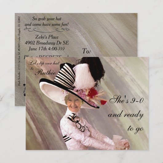 Uitnodiging voor 90e verjaardag (Voorkant / Achterkant)