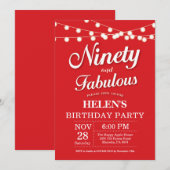 Uitnodiging voor 90e verjaardag Rood Fantastisch (Voorkant / Achterkant)