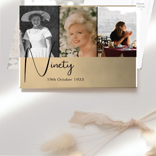 Uitnodiging voor 90e verjaardagsfoto collage