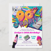 Uitnodiging voor 90s-feest, thema: 90s (Voorkant)