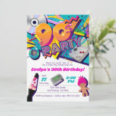 Uitnodiging voor 90s-feest, thema uitnodiging voor (Staand voorkant)