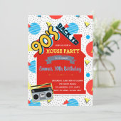 Uitnodiging voor 90s House Party (Staand voorkant)