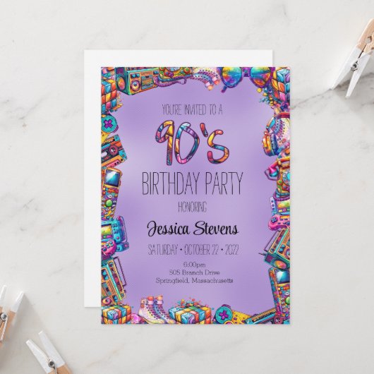 Uitnodiging voor 90's verjaardag (Voorkant / Achterkant in situ)