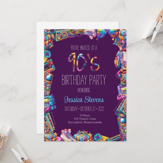 Uitnodiging voor 90's verjaardag (Voorkant / Achterkant in situ)