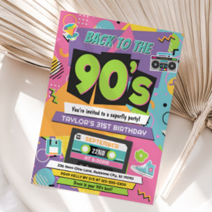 Uitnodiging voor 90s verjaardagsfeest