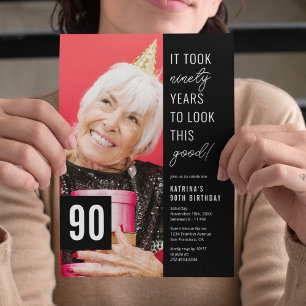 Uitnodiging voor 90ste verjaardagsfeest met foto