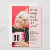 Uitnodiging voor 90ste verjaardagsfeest met modern (Voorkant)