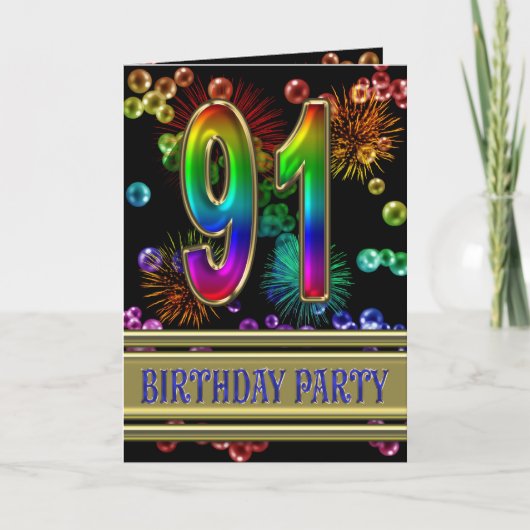 Uitnodiging voor 91ste verjaardagsfeestje (Voorkant)
