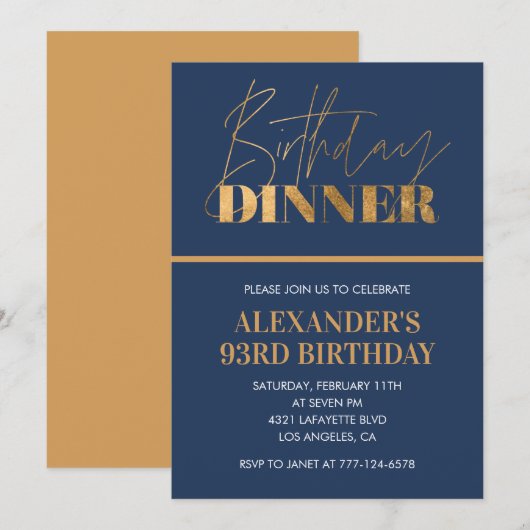 Uitnodiging voor 93e verjaardagsdiner Verjaardagsd (Voorkant / Achterkant)