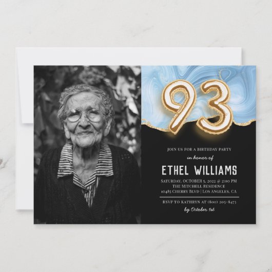 Uitnodiging voor 93ste verjaardagsfeest (Voorkant)