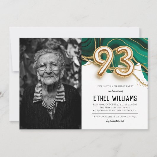 Uitnodiging voor 93ste verjaardagsfeest (Voorkant)