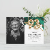 Uitnodiging voor 93ste verjaardagsfeest (Staand voorkant)