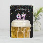 Uitnodiging voor 97e verjaardagskaarsfeestje (Staand voorkant)