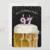 Uitnodiging voor 97e verjaardagskaarsfeestje (Voorkant)