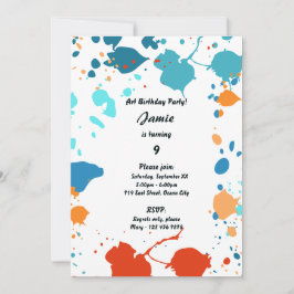 Uitnodiging voor 9e verjaardagsfeestje met kunstth