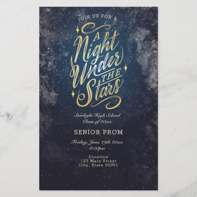 Uitnodiging voor 'A Night Under the Stars'-eveneme (Voorkant)