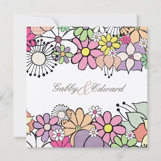 Uitnodiging voor aangepaste bruiloft in lente-bloe (Voorkant)