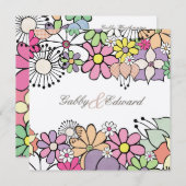 Uitnodiging voor aangepaste bruiloft in lente-bloe (Voorkant / Achterkant)