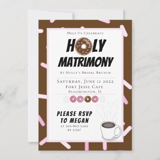 Uitnodiging voor aangepaste Heilige Matrimony Brun (Voorkant)