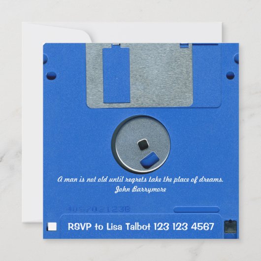 Uitnodiging voor Aangepaste Retro Diskette Retimen (Achterkant)