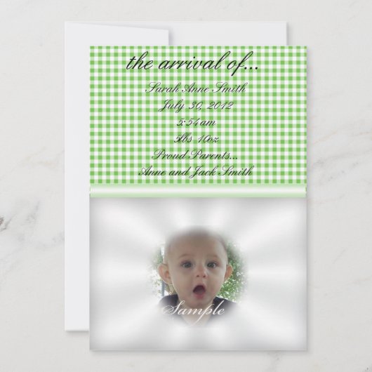 Uitnodiging voor aankondiging van baby (Achterkant)