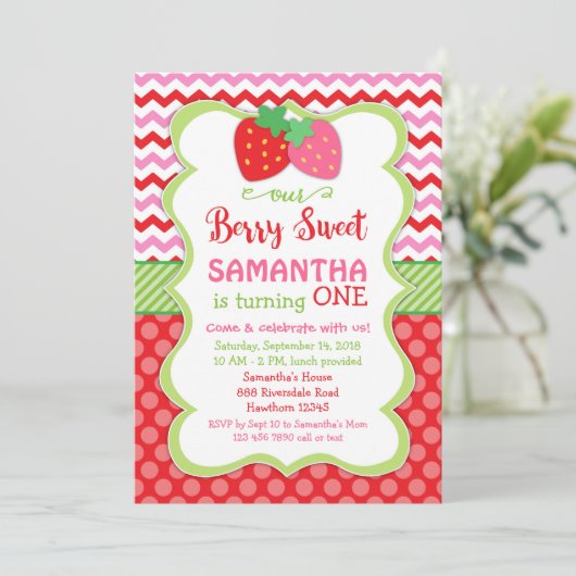 uitnodiging voor aardbeien, uitnodiging voor aardb (Staand voorkant)