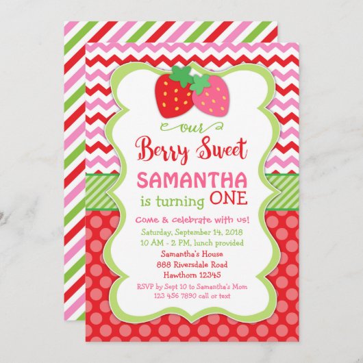 uitnodiging voor aardbeien, uitnodiging voor aardb (Voorkant / Achterkant)