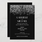 Uitnodiging voor Abstracte bruiloft in zwart-wit e (Voorkant / Achterkant)