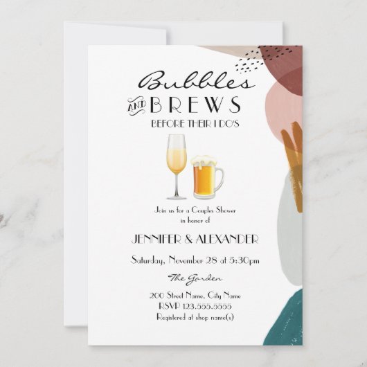 Uitnodiging voor abstracte Waterverf Bubbles & Bre (Voorkant)