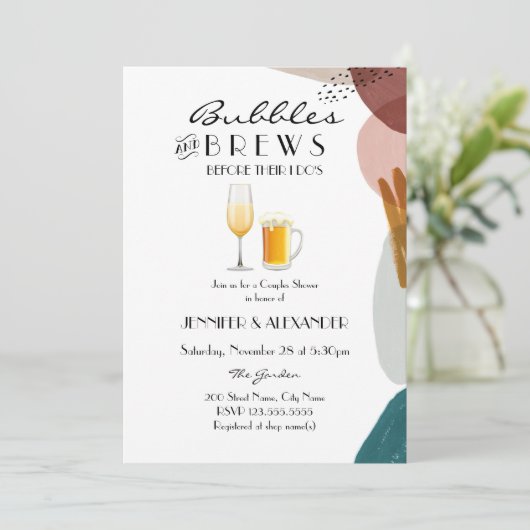 Uitnodiging voor abstracte Waterverf Bubbles & Bre (Staand voorkant)