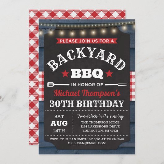 Uitnodiging voor achtergrondverlichting Barbecue B (Voorkant / Achterkant)