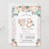 Uitnodiging voor achtste verjaardag van Peachy Owl (Voorkant)