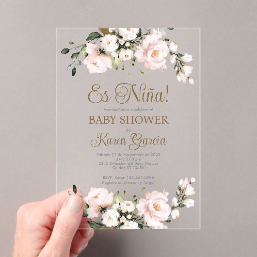 Uitnodiging voor acryl-Baby shower (Insitu (Draagbaar))