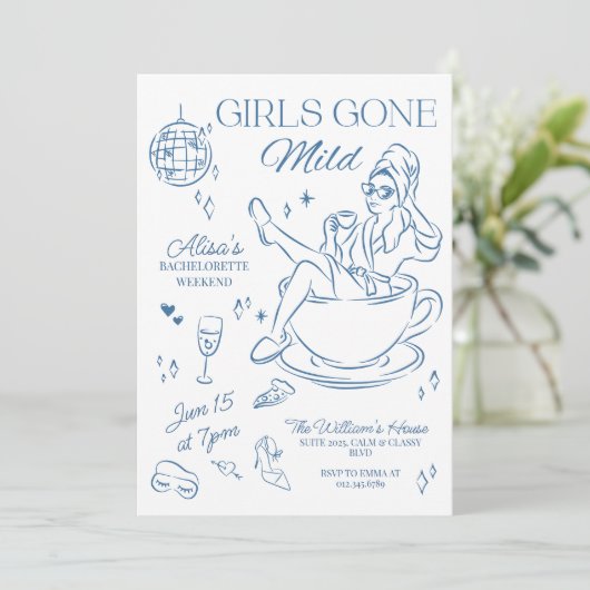 Uitnodiging voor activiteitenschema vrijgezellenfe (Staand voorkant)