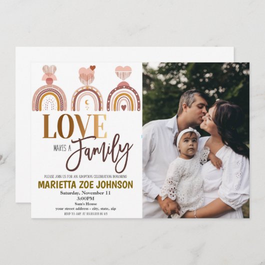 Uitnodiging voor adoptie viering (Voorkant / Achterkant)