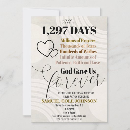 Uitnodiging voor adoptie viering (Voorkant)