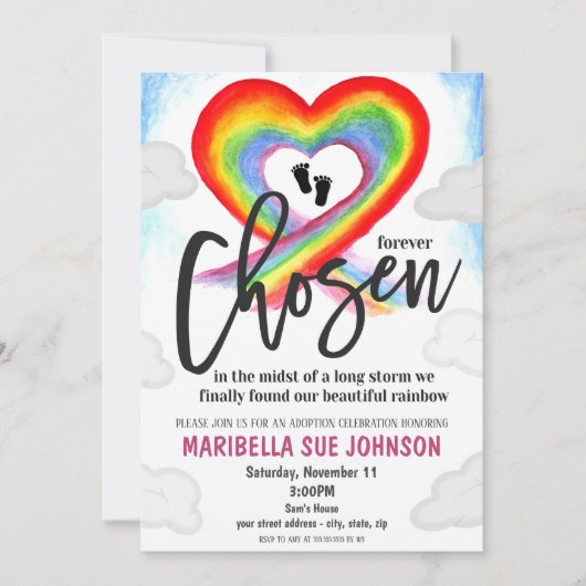 Uitnodiging voor adoptie viering (Voorkant)