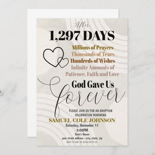 Uitnodiging voor adoptiefeest (Voorkant / Achterkant)