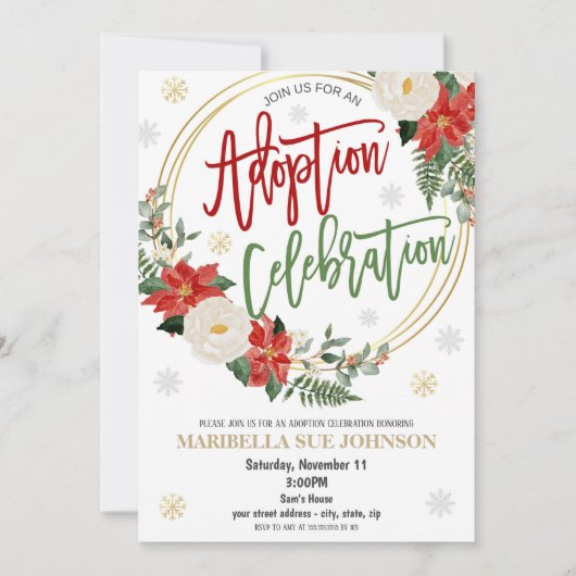 Uitnodiging voor adoptiefeest (Voorkant)