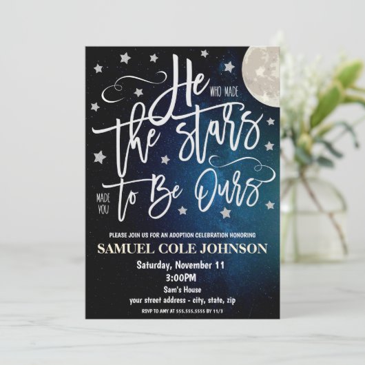 Uitnodiging voor adoptiefeest (Staand voorkant)