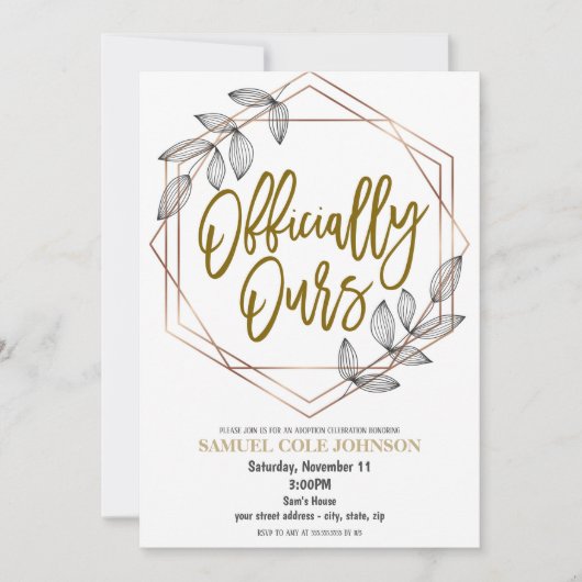 Uitnodiging voor adoptiefeest (Voorkant)