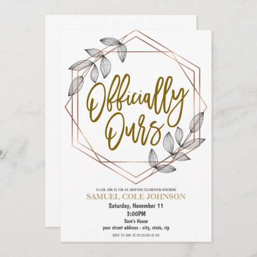 Uitnodiging voor adoptiefeest (Voorkant / Achterkant)